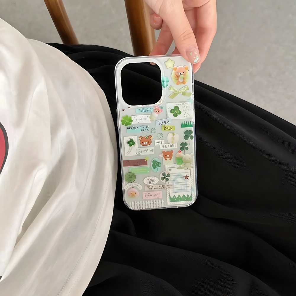 Green Kawaii Sticker iPhone Case