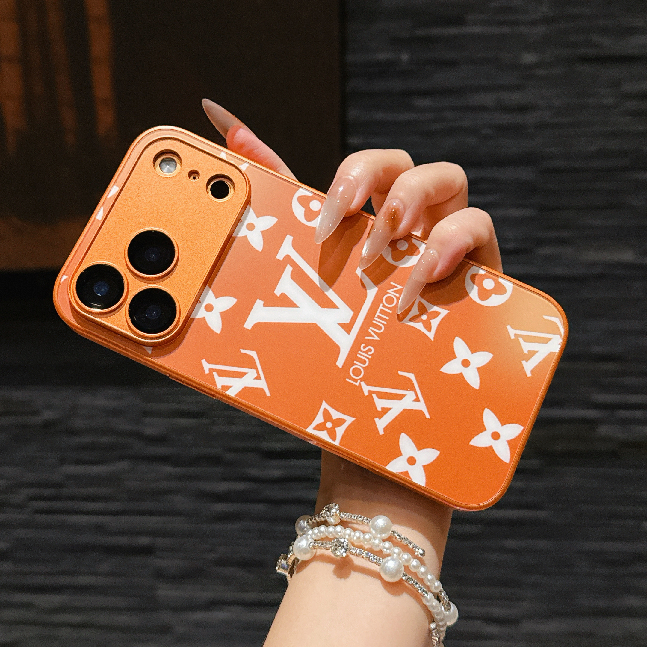 Luxury Monogram iPhone Case Orange For iPhone 17/16/15/14/13-VEMO019