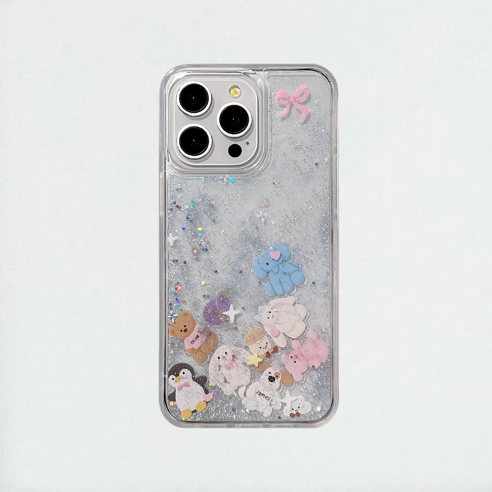 Kawaii Glitter Animal iPhone Case
