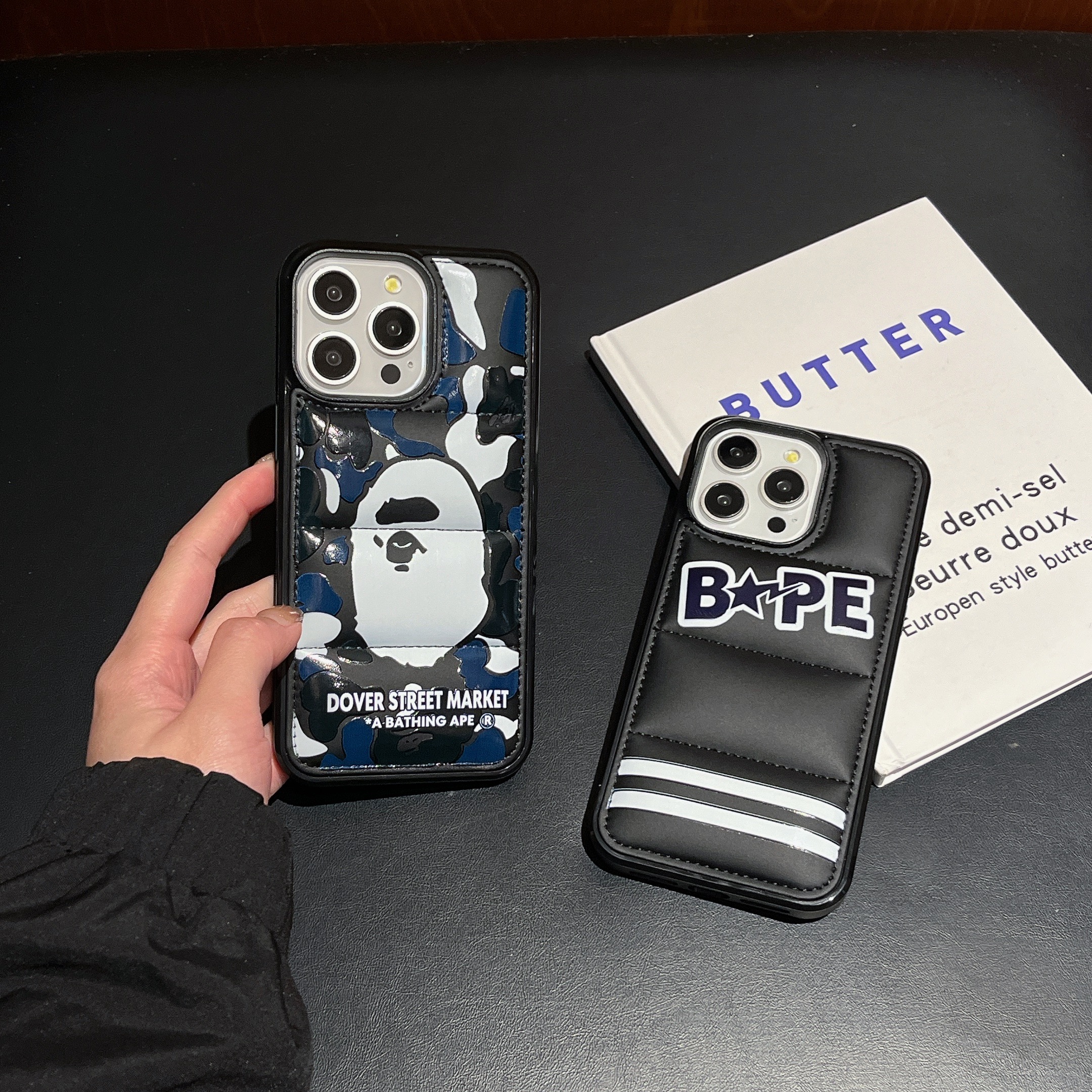 Puffer Ape-Head Phone Case For iPhone Black-YRT241309