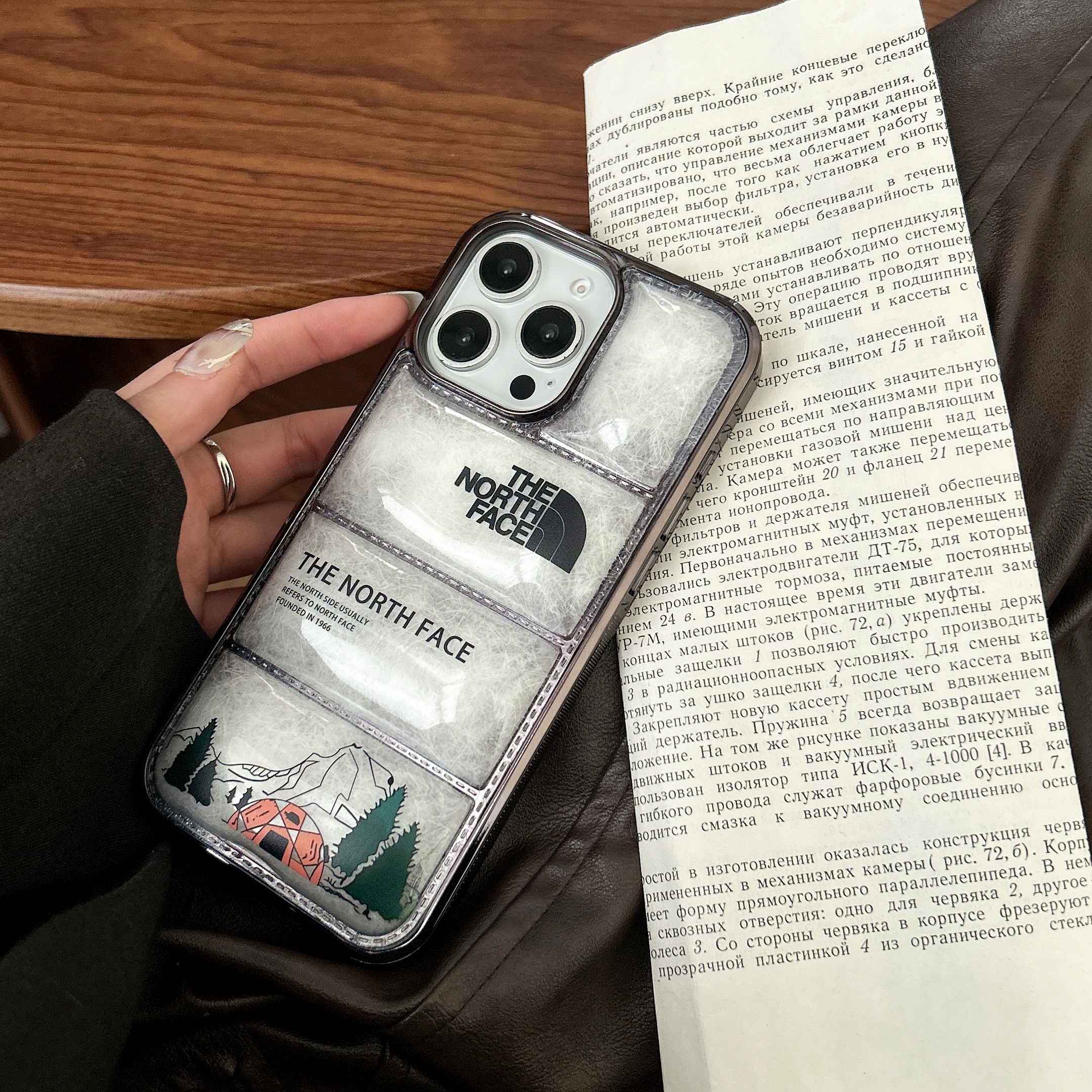 TNF Camping Puffer Phone Case For iPhone White-LYK241221