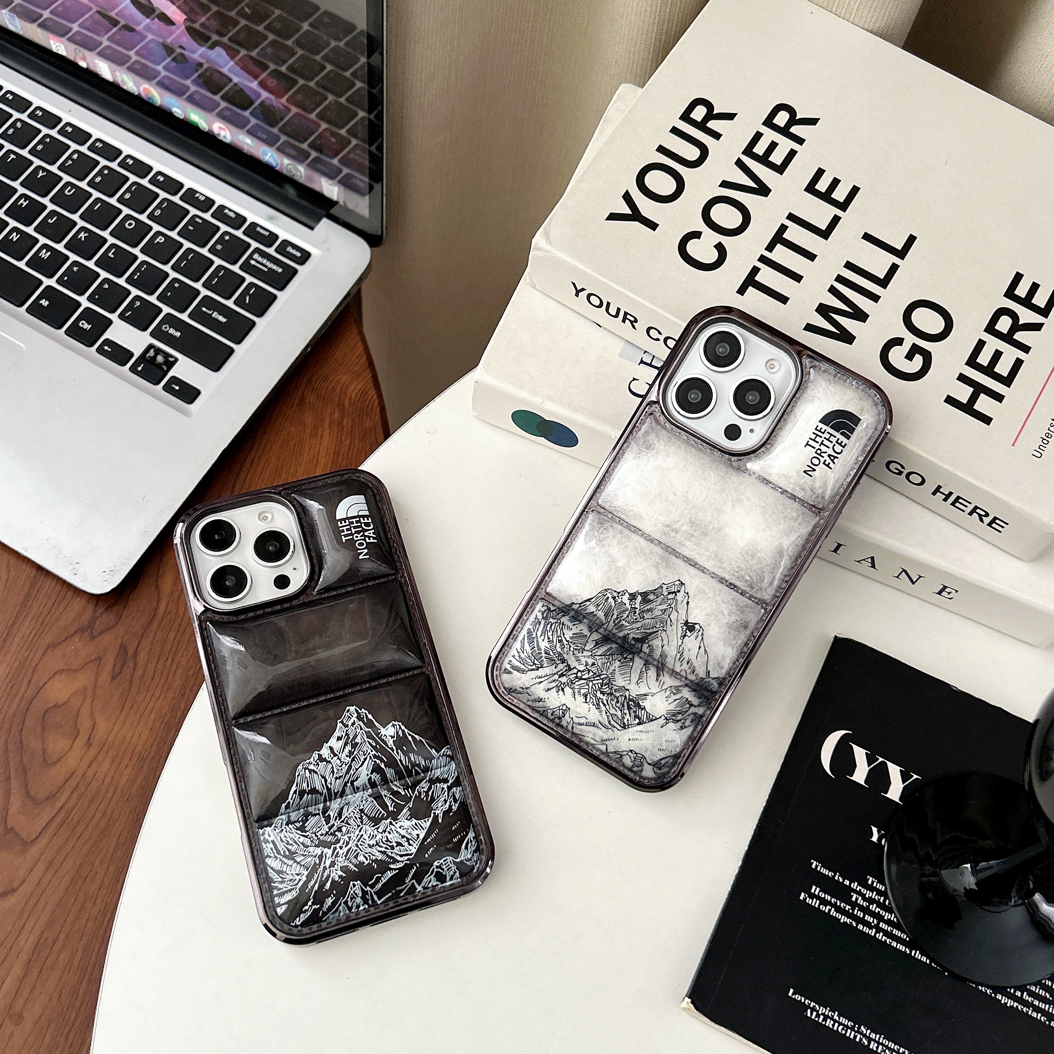 TNF Snow Mountain Puffer Phone Case For iPhone Black-XSK241405