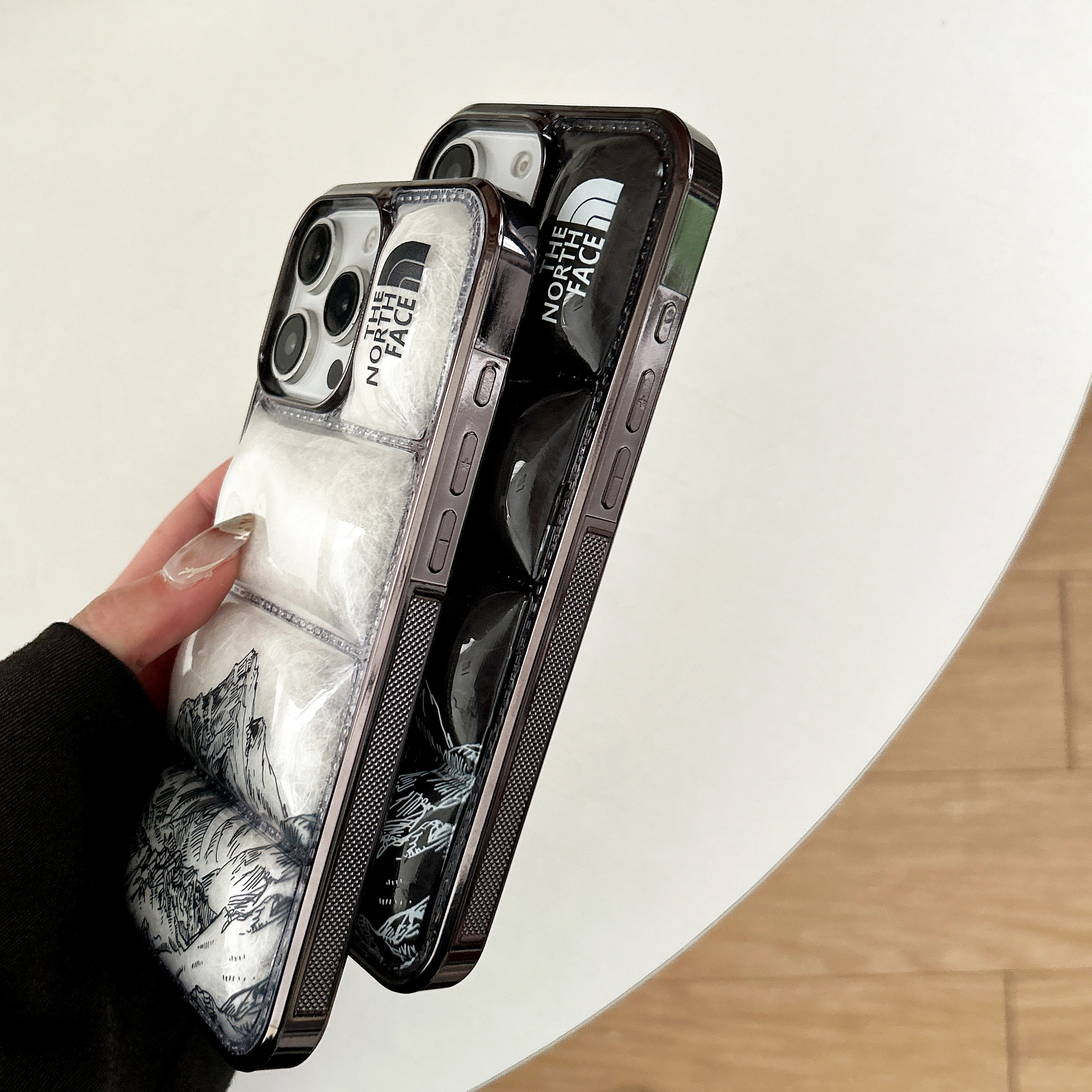 TNF Snow Mountain Puffer Phone Case For iPhone Black-XSK241405