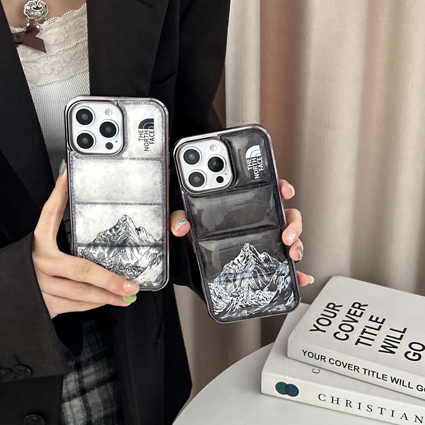 TNF Snow Mountain Puffer Phone Case For iPhone Black-XSK241405