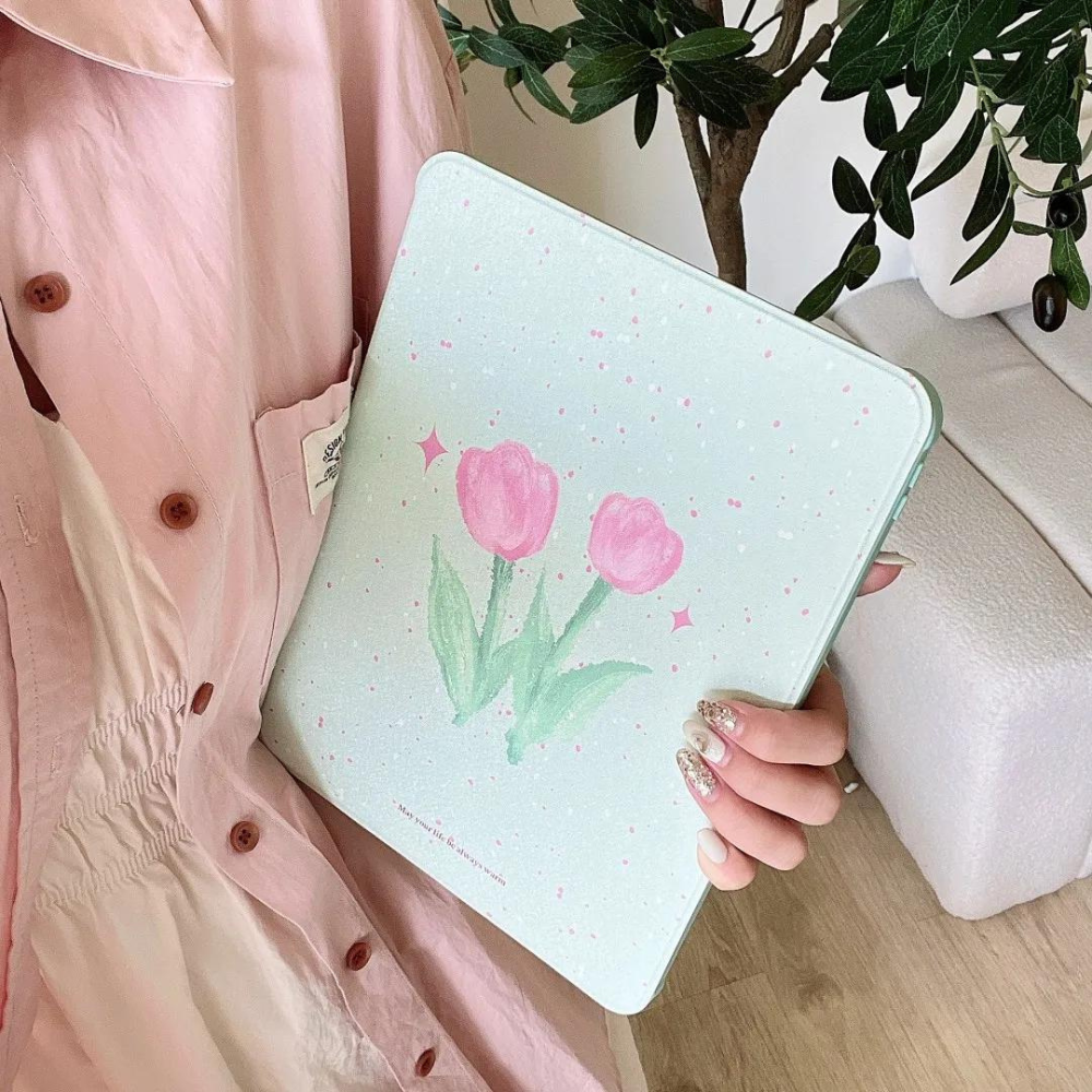 Pink Tulip iPad Case