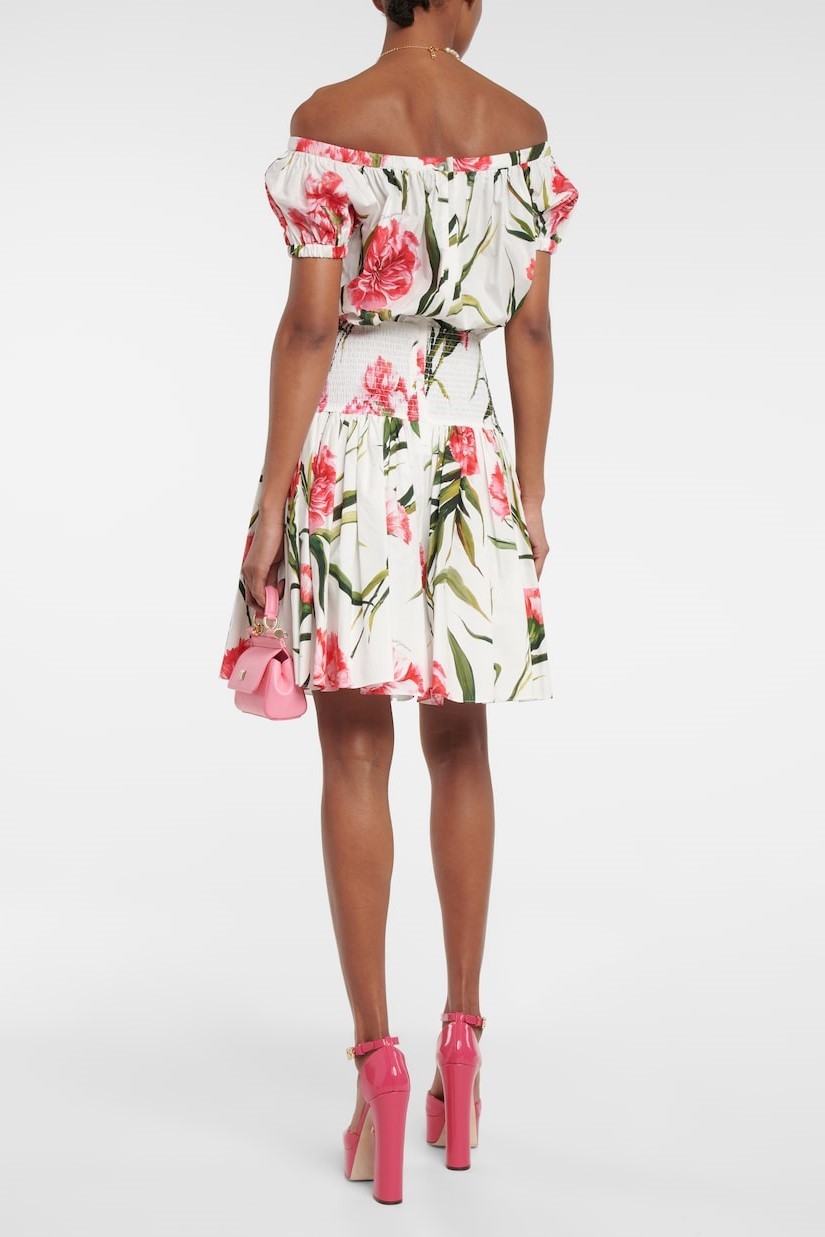 Floral Off Shoulder Smocking Mini Dress