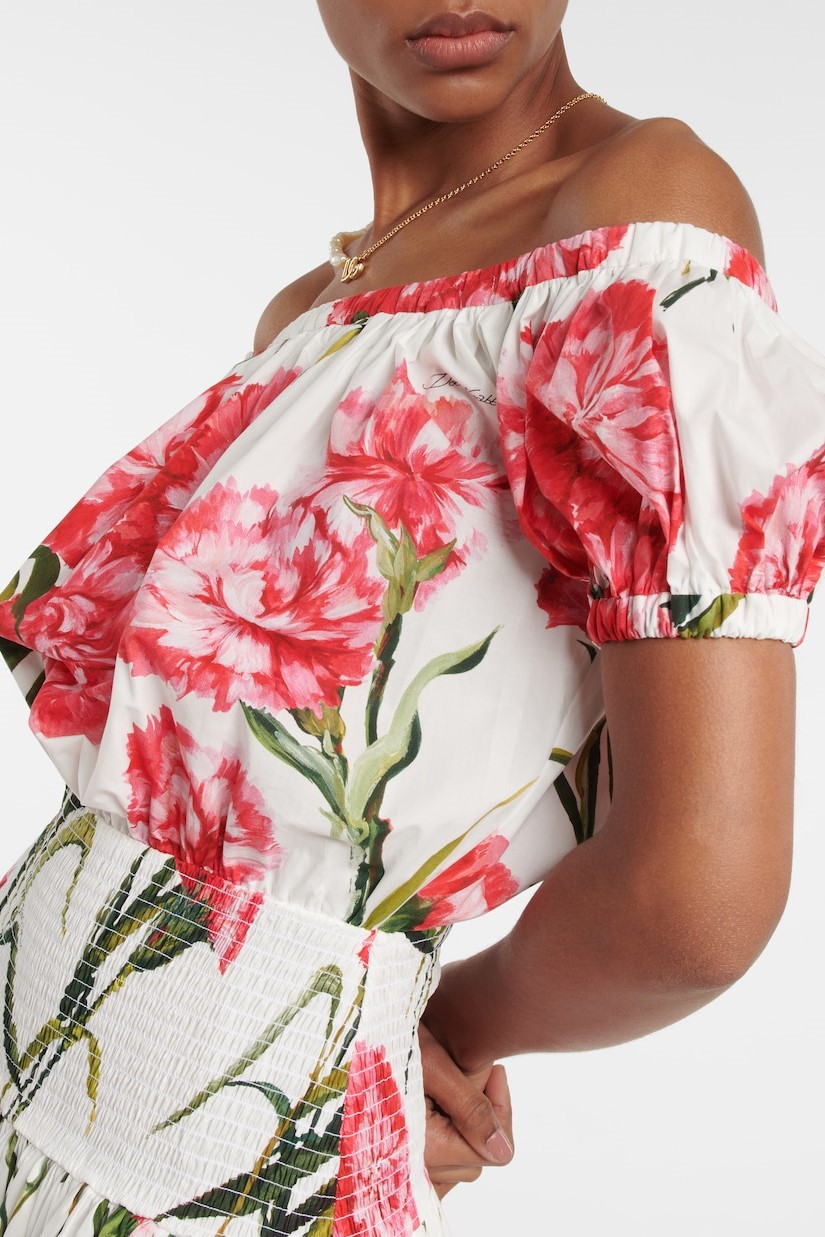 Floral Off Shoulder Smocking Mini Dress