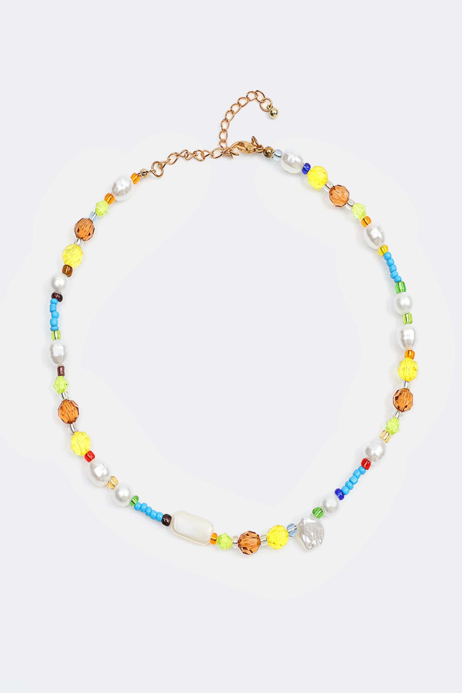 Faux Pearl Beaded Pendant Necklace