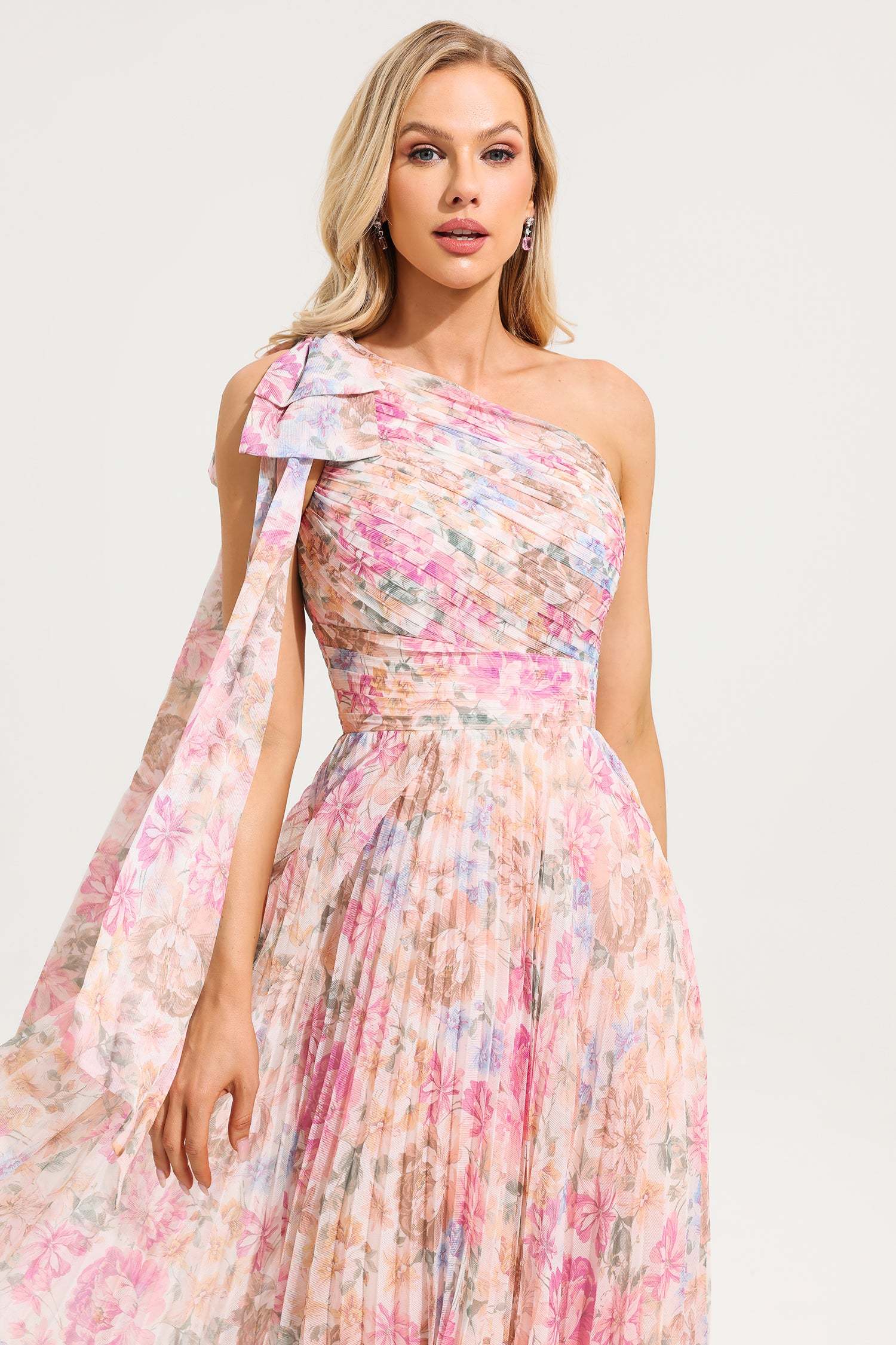 Floral One-Shoulder Midi Dress