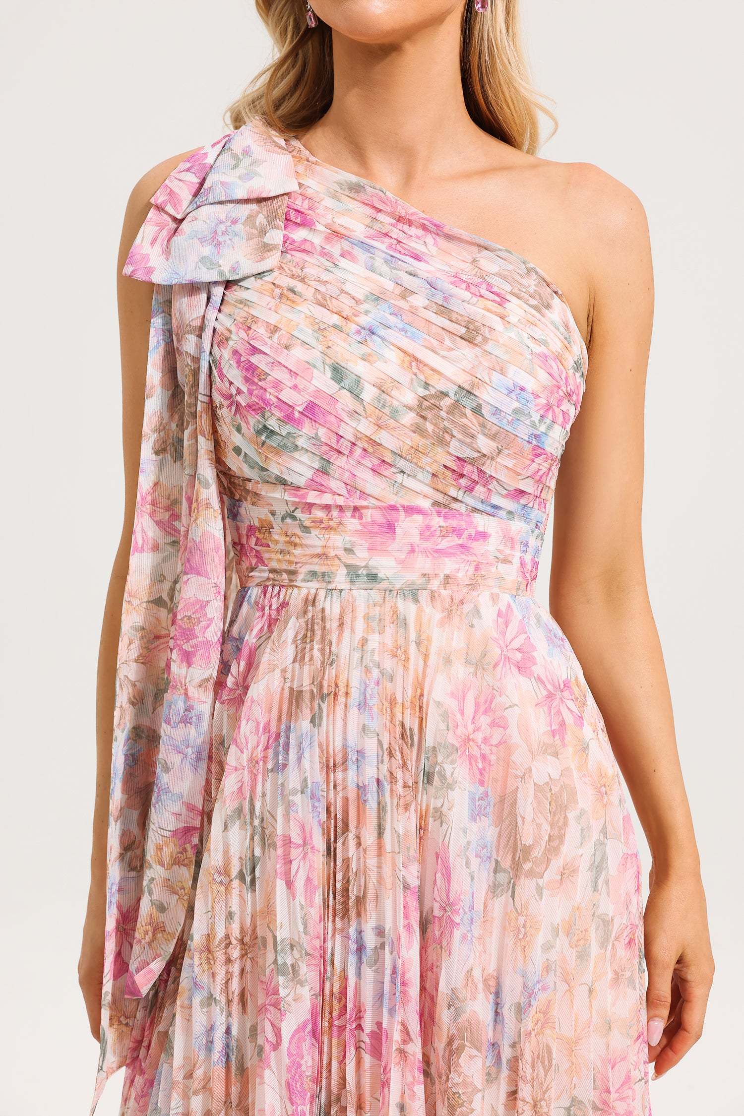 Floral One-Shoulder Midi Dress