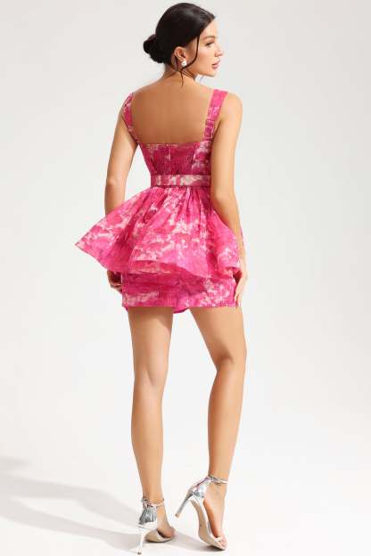 Sleeveless V-Neck Belted Mini Dress