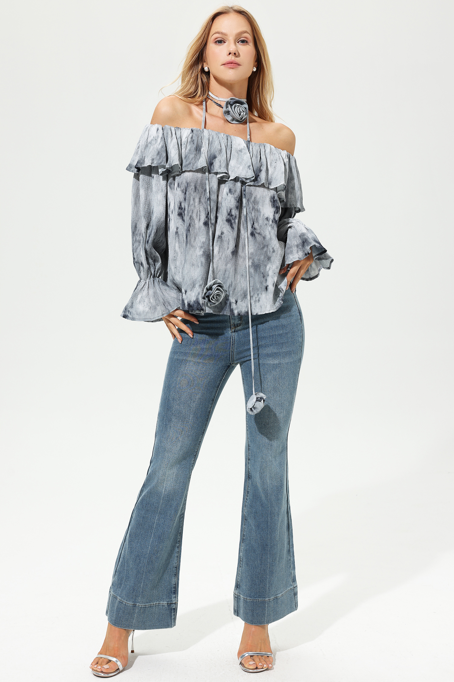 Off-Shoulder Ruffle Hem Top