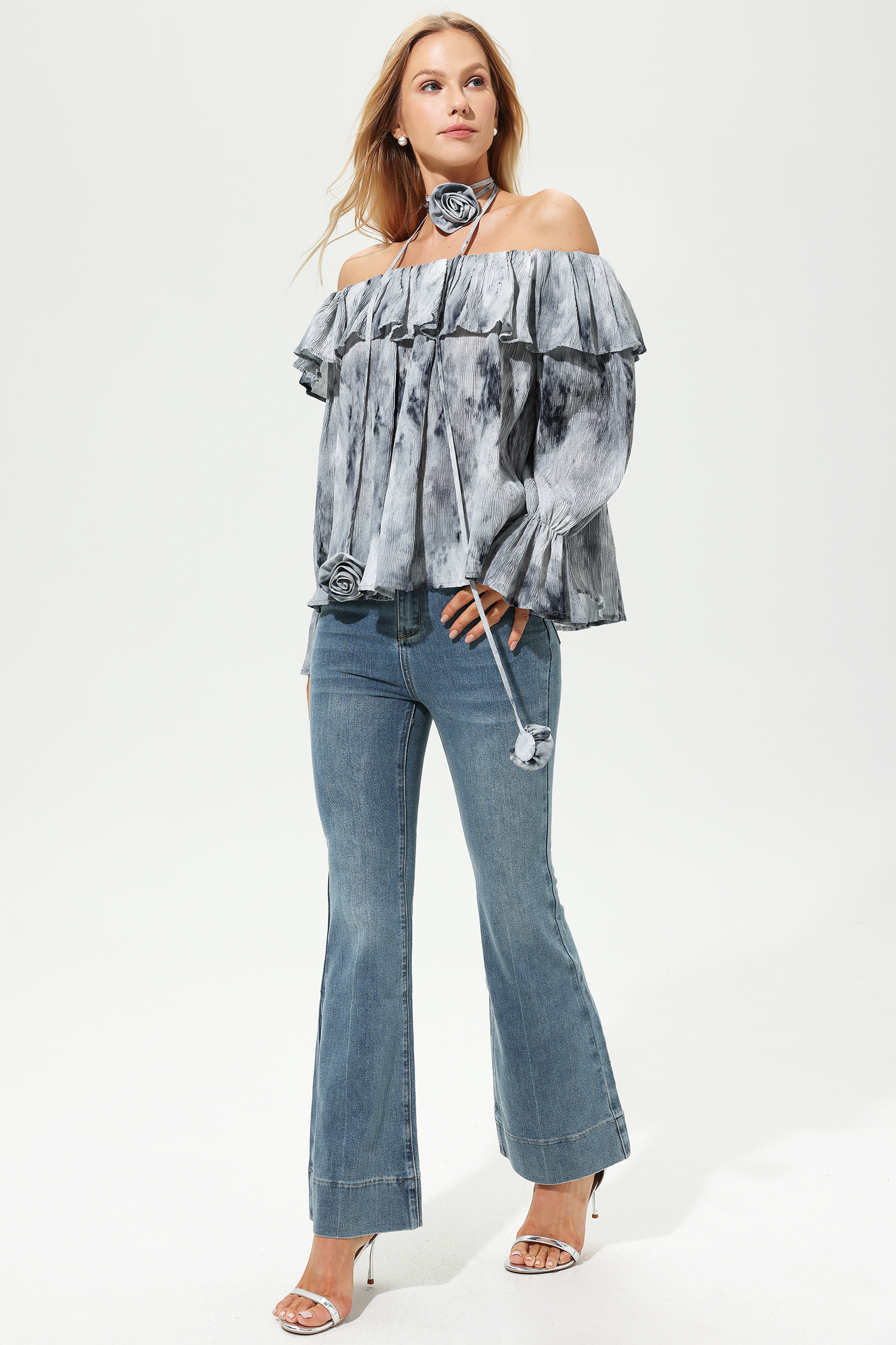 Off-Shoulder Ruffle Hem Top