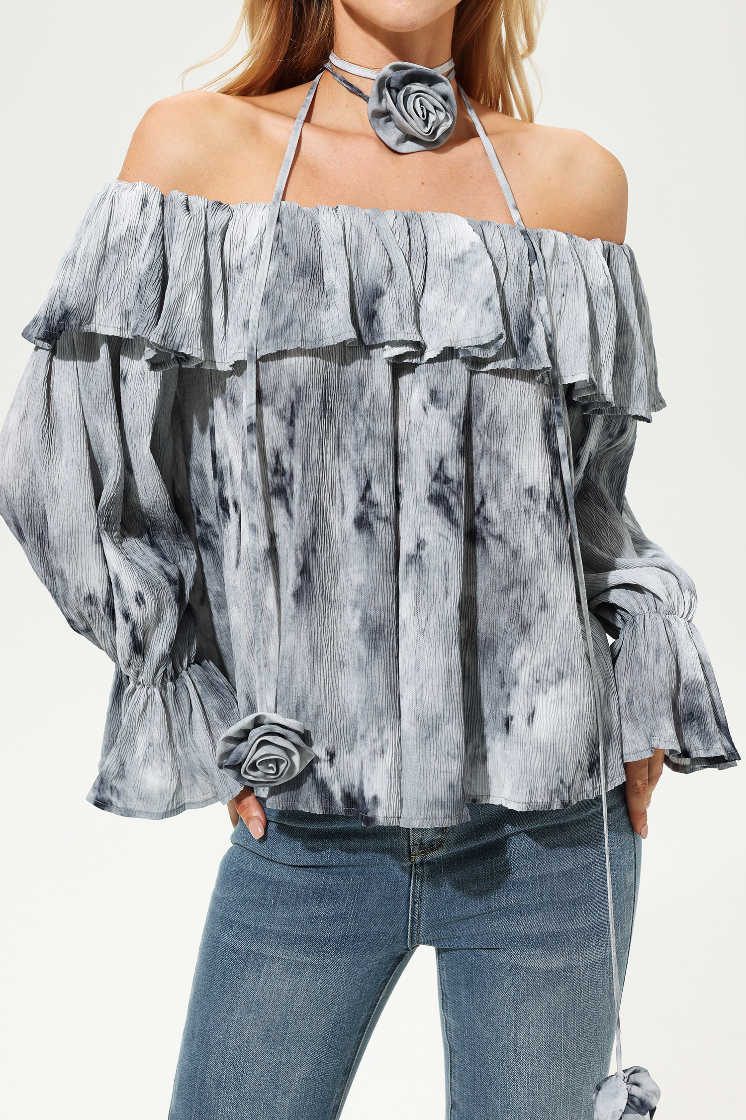 Off-Shoulder Ruffle Hem Top