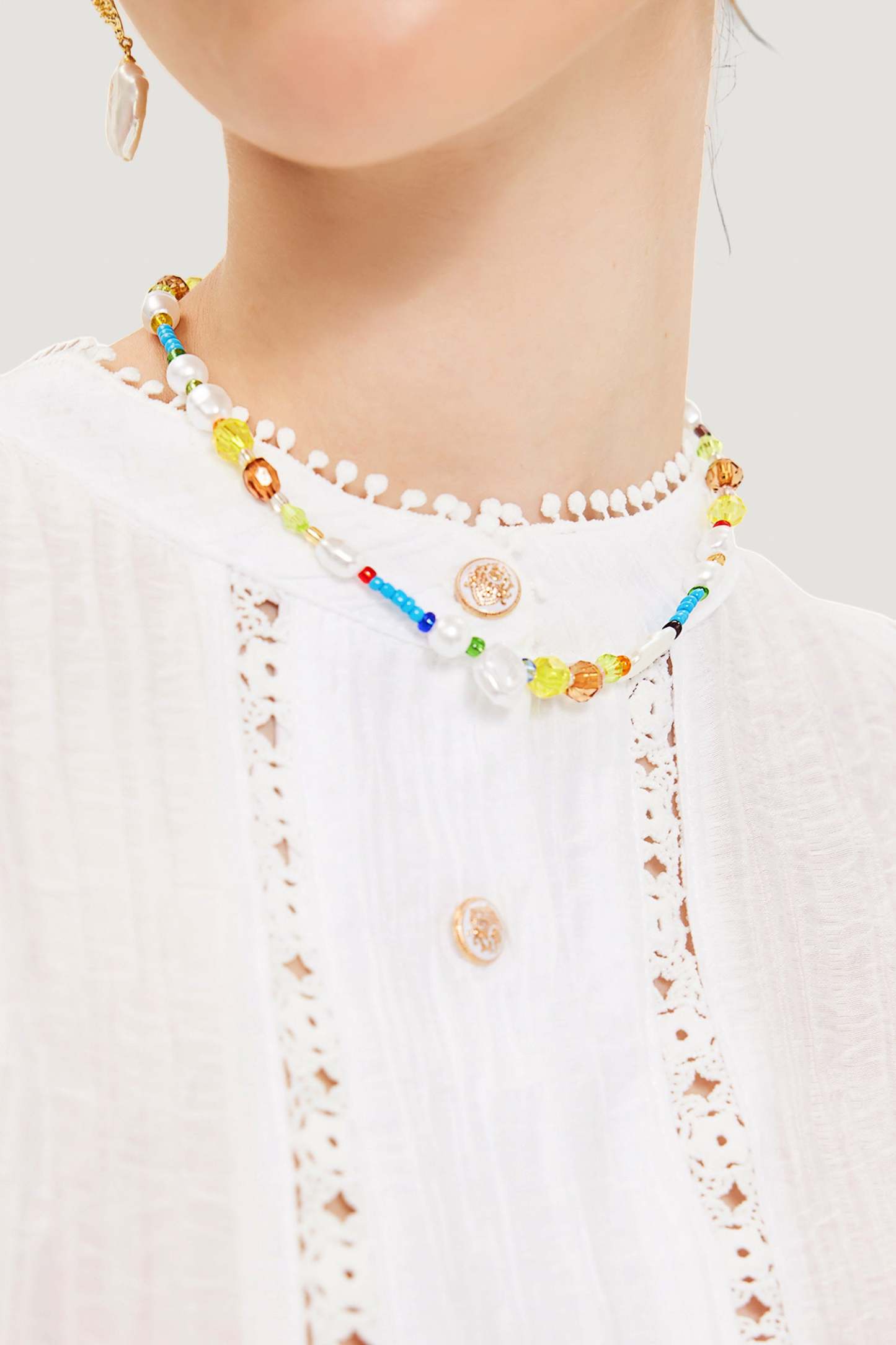 Faux Pearl Beaded Pendant Necklace