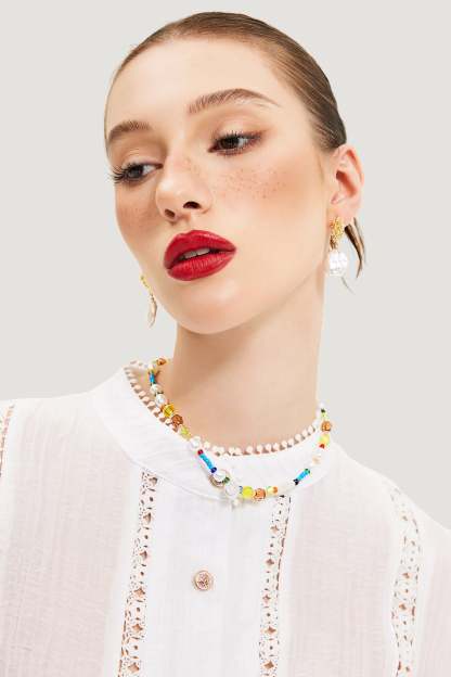 Faux Pearl Beaded Pendant Necklace