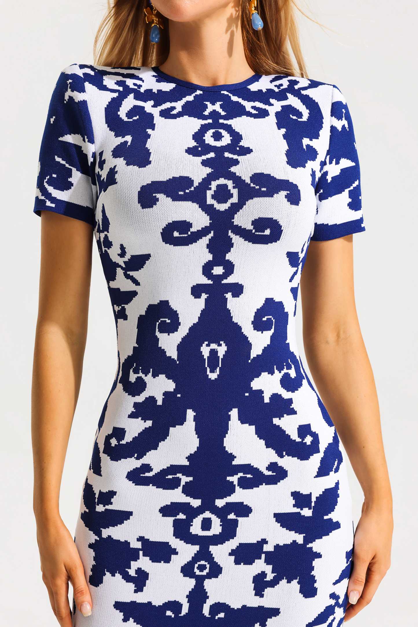 Kint Paisley Print Round Neckline Midi Dress