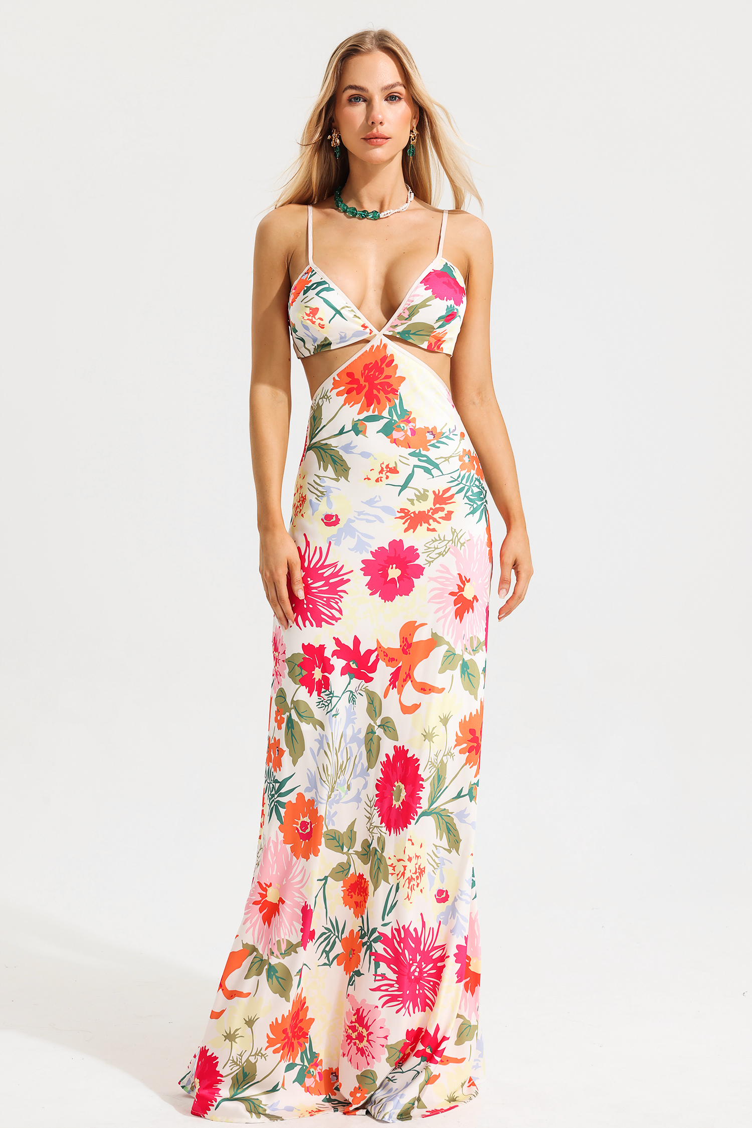 Floral Cut-Out Slip Maxi Dress