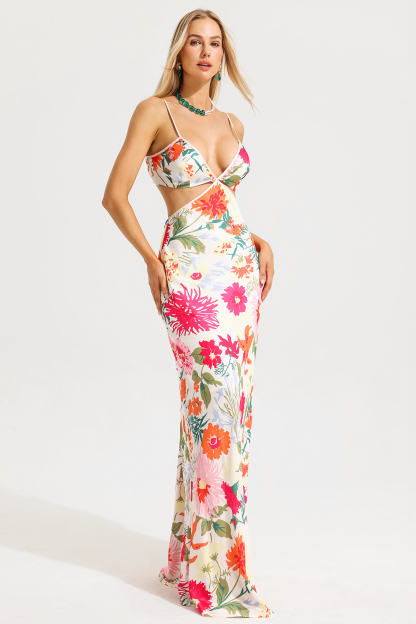 Floral Cut-Out Slip Maxi Dress