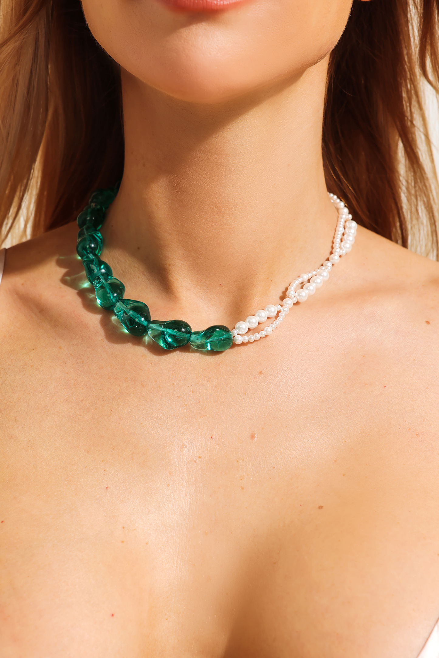Dimentional Green Acrylic Necklace & Earrings