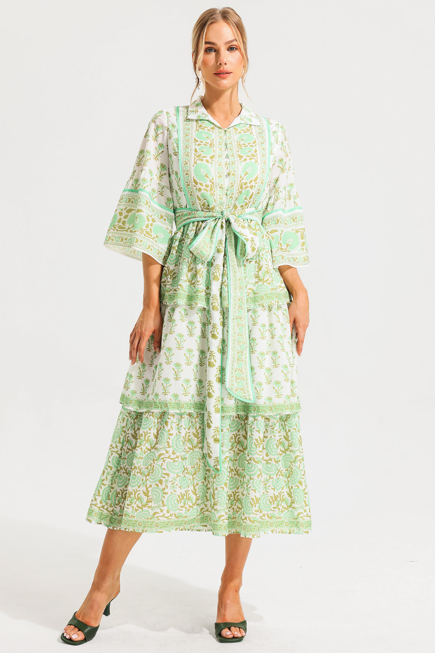 Paisley Single Breasted Midi Dress