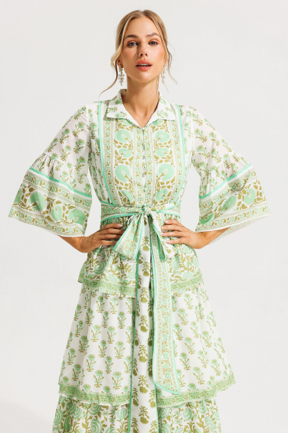 Paisley Single Breasted Midi Dress