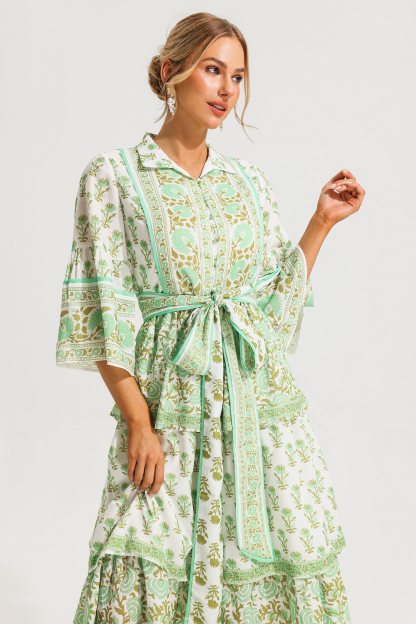 Paisley Single Breasted Midi Dress