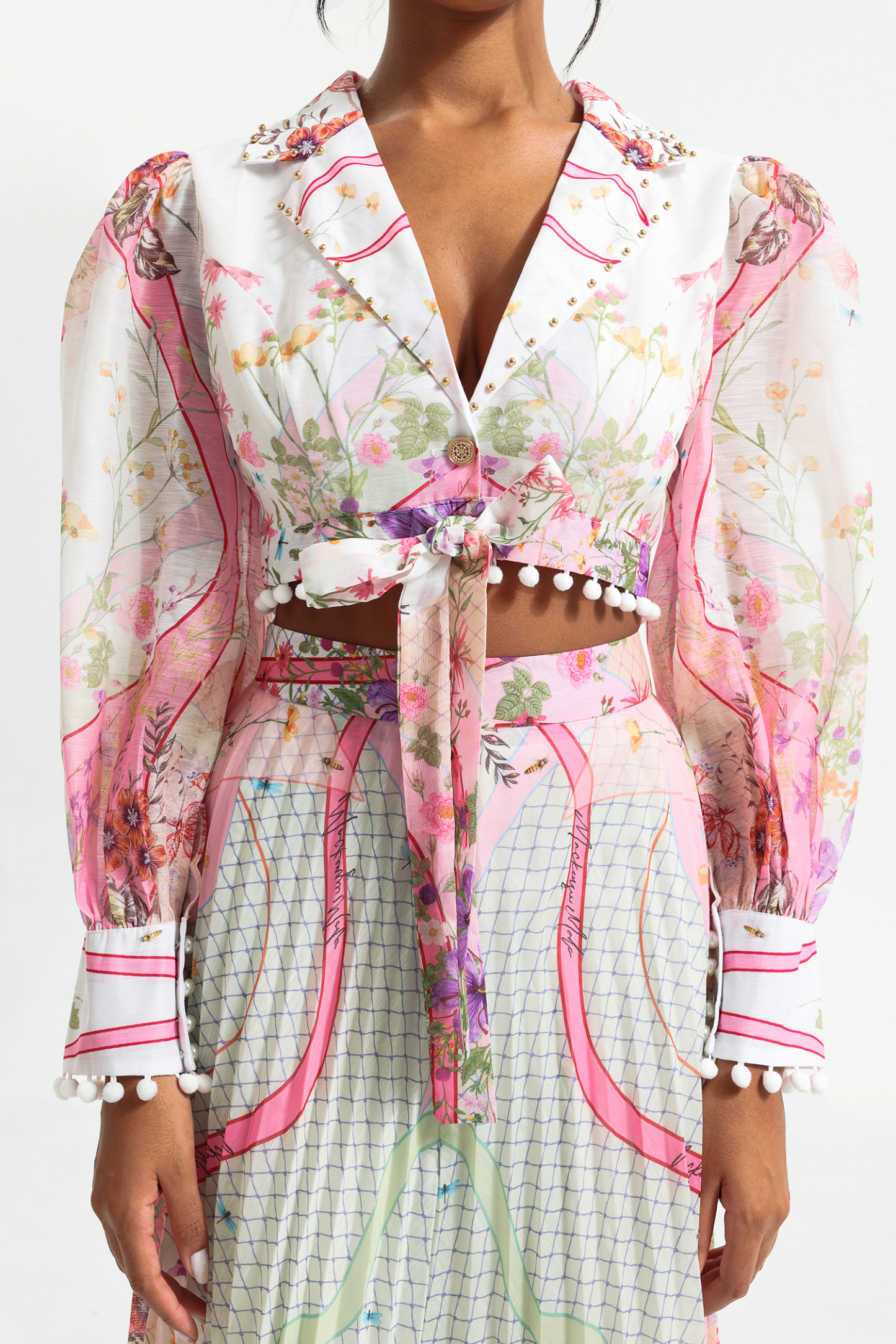 Floral Long Sleeve Top & Hight Waist Skirt Set