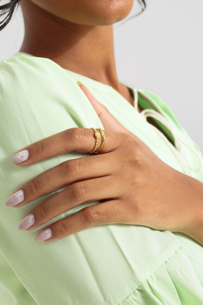 Natural Stone Metal Ring