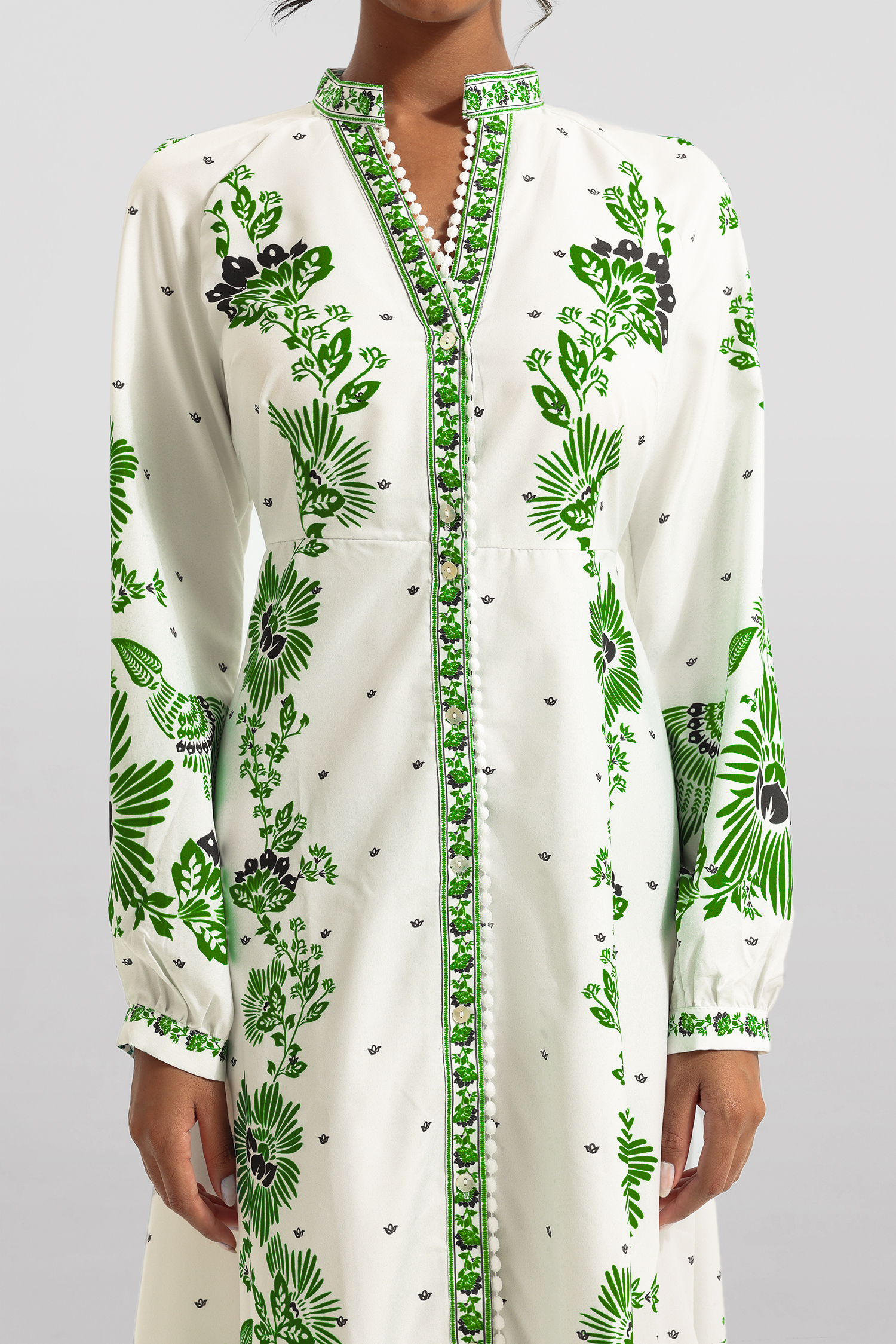 Floral Lantern Sleeve Bottom Midi Dress