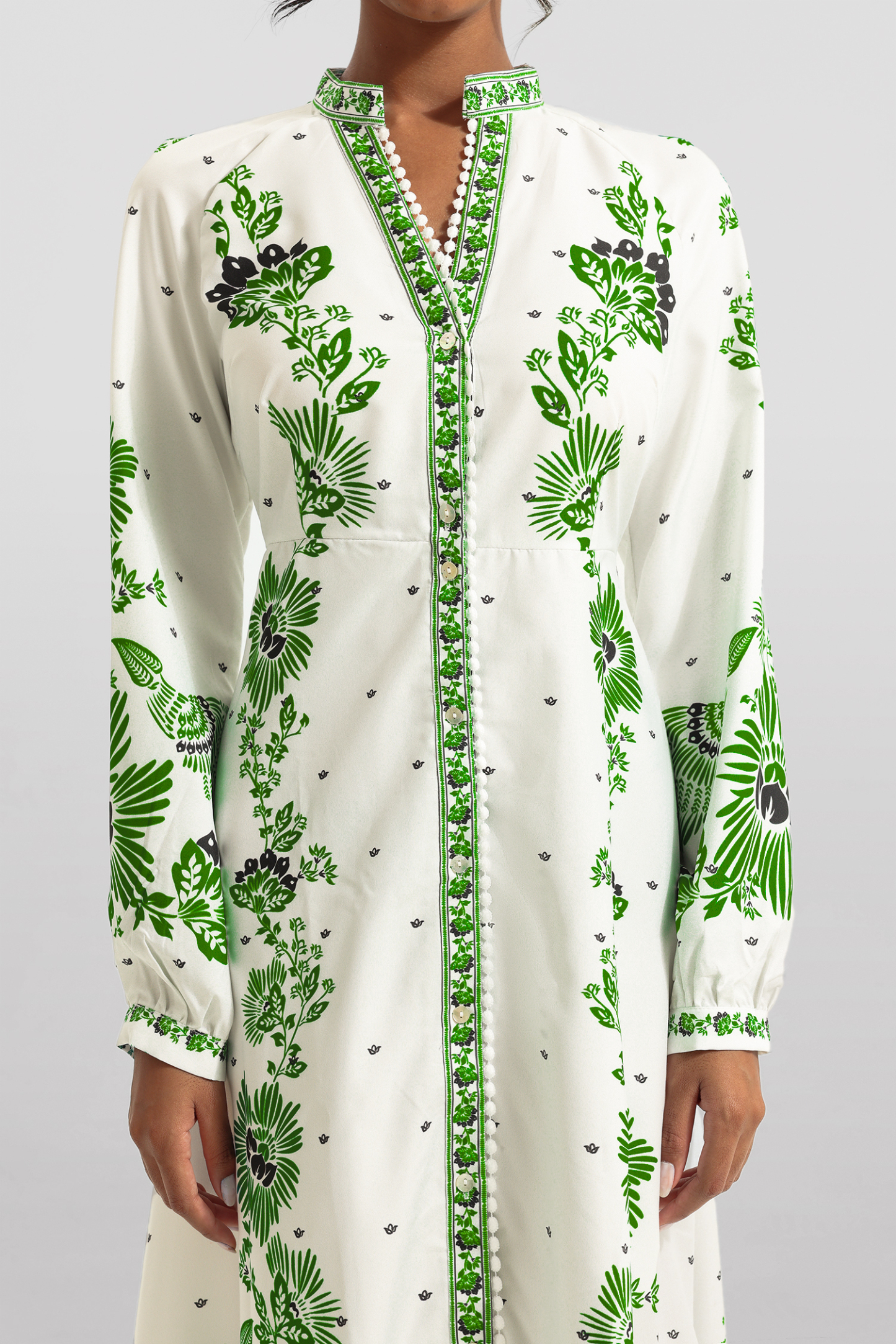 Floral Lantern Sleeve Bottom Midi Dress