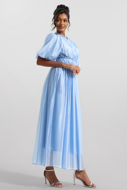 Chiffon Raglan Sleeve Frill Midi Dress