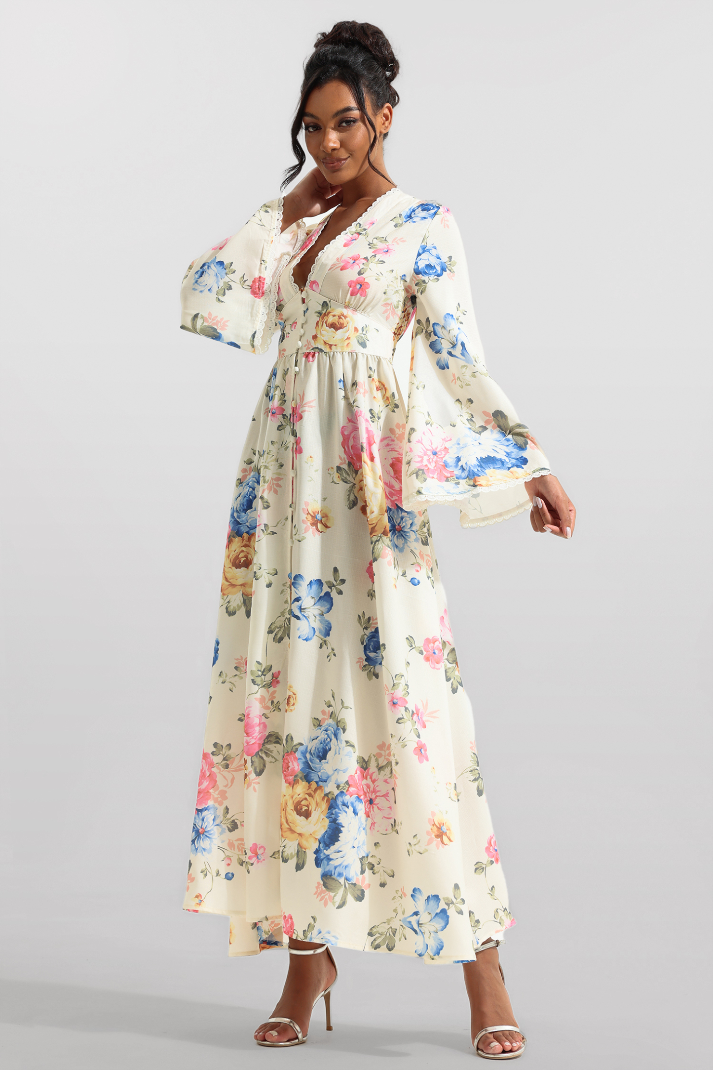 Floral Lace Bottom Midi Dress