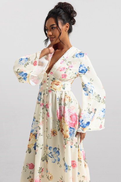 Floral Lace Bottom Midi Dress