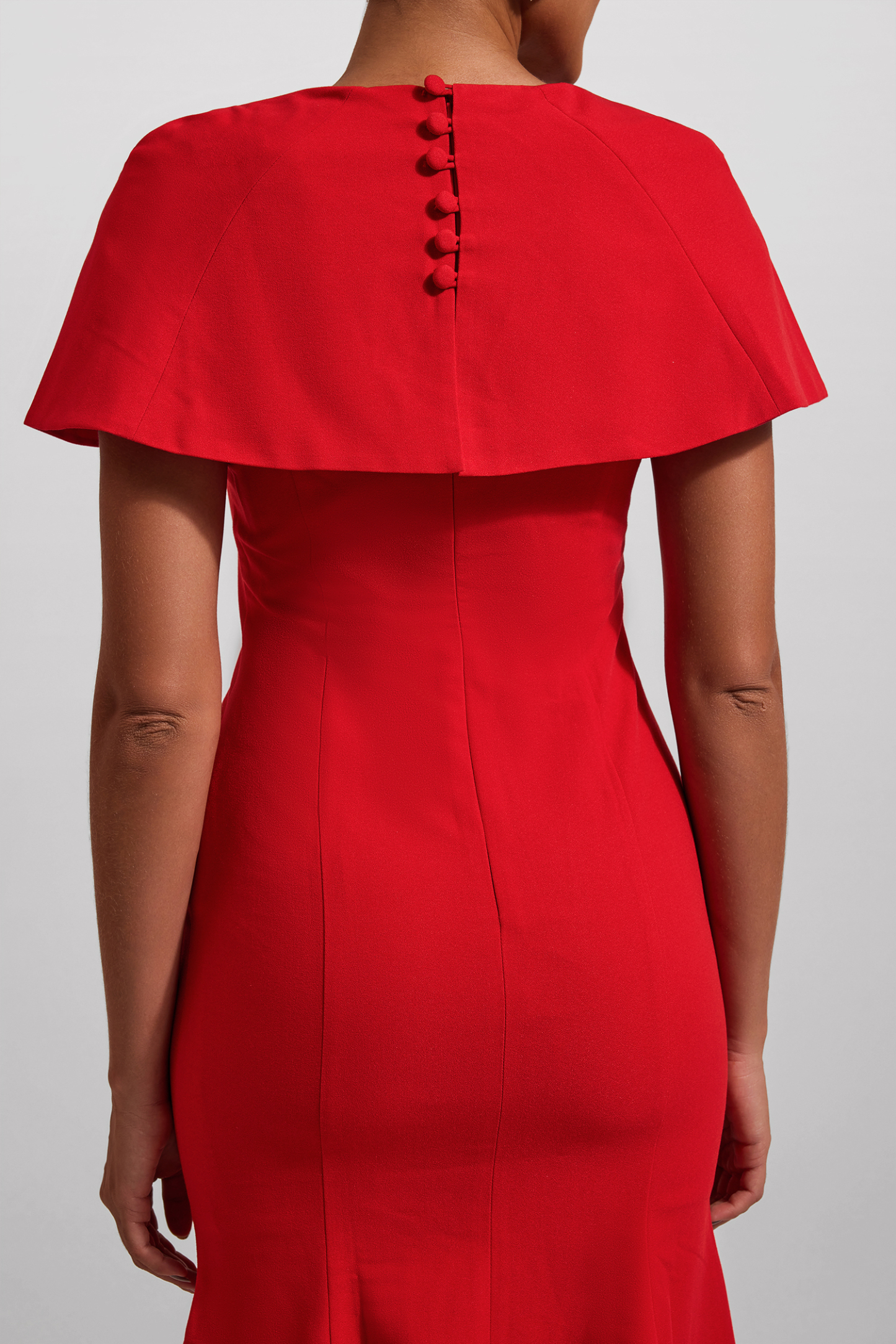 Solid V-Neck Shawl Midi Dress