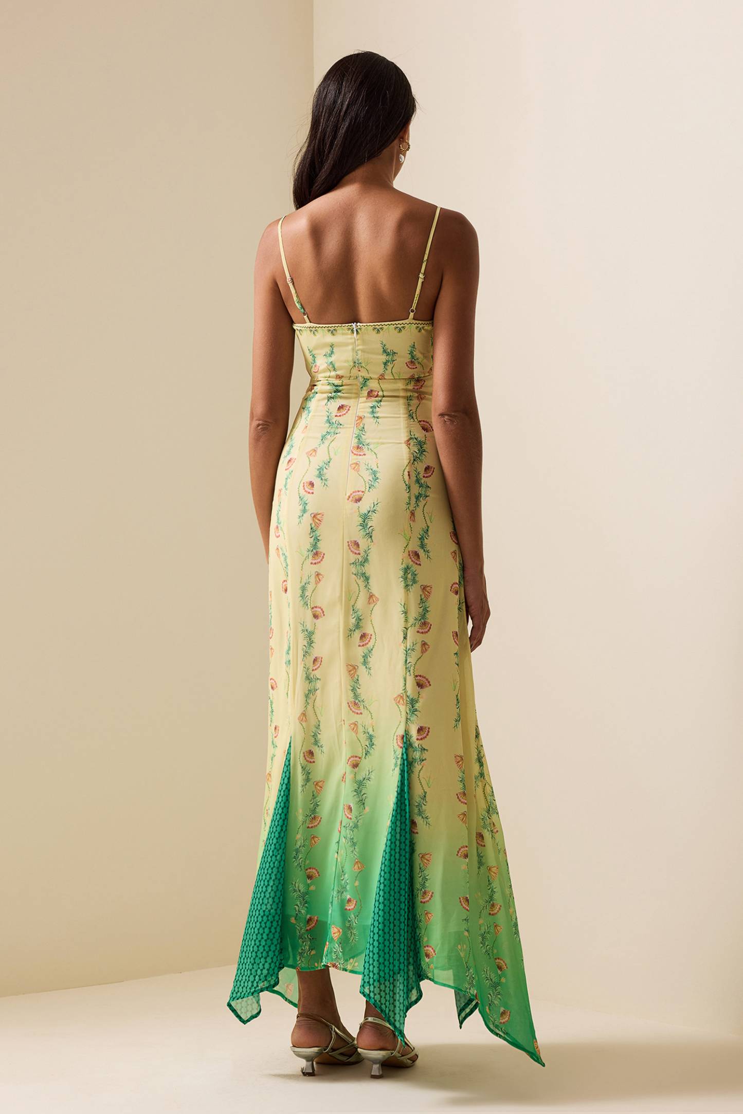 Floral Sweetheart Neck Sleeveless Midi Dress