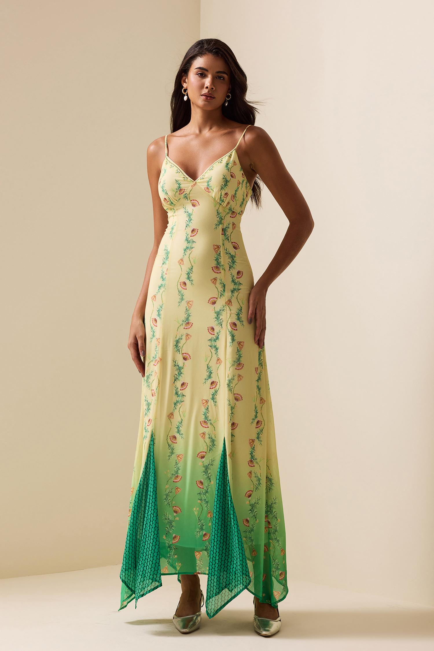 Floral Sweetheart Neck Sleeveless Midi Dress