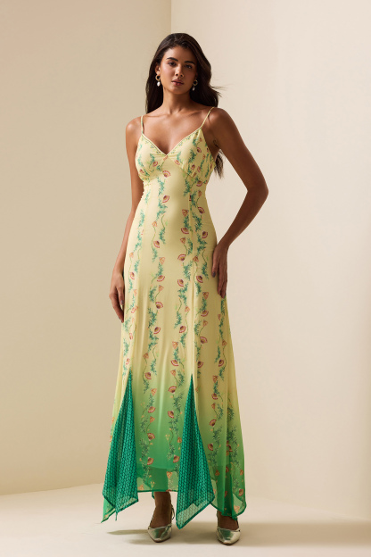 Floral Sweetheart Neck Sleeveless Midi Dress