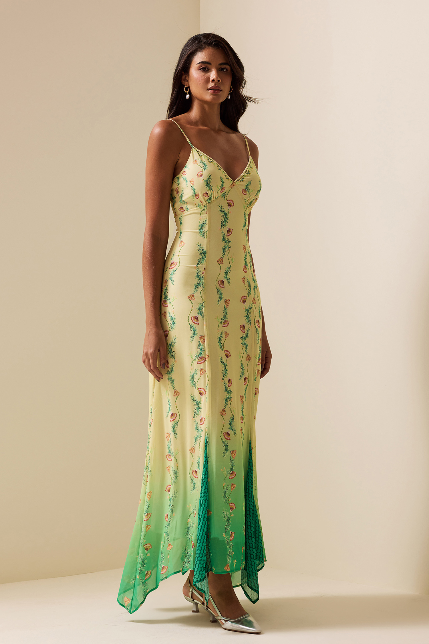 Floral Sweetheart Neck Sleeveless Midi Dress