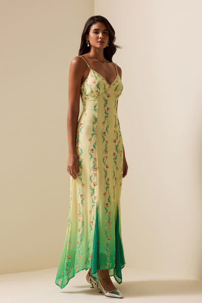 Floral Sweetheart Neck Sleeveless Midi Dress