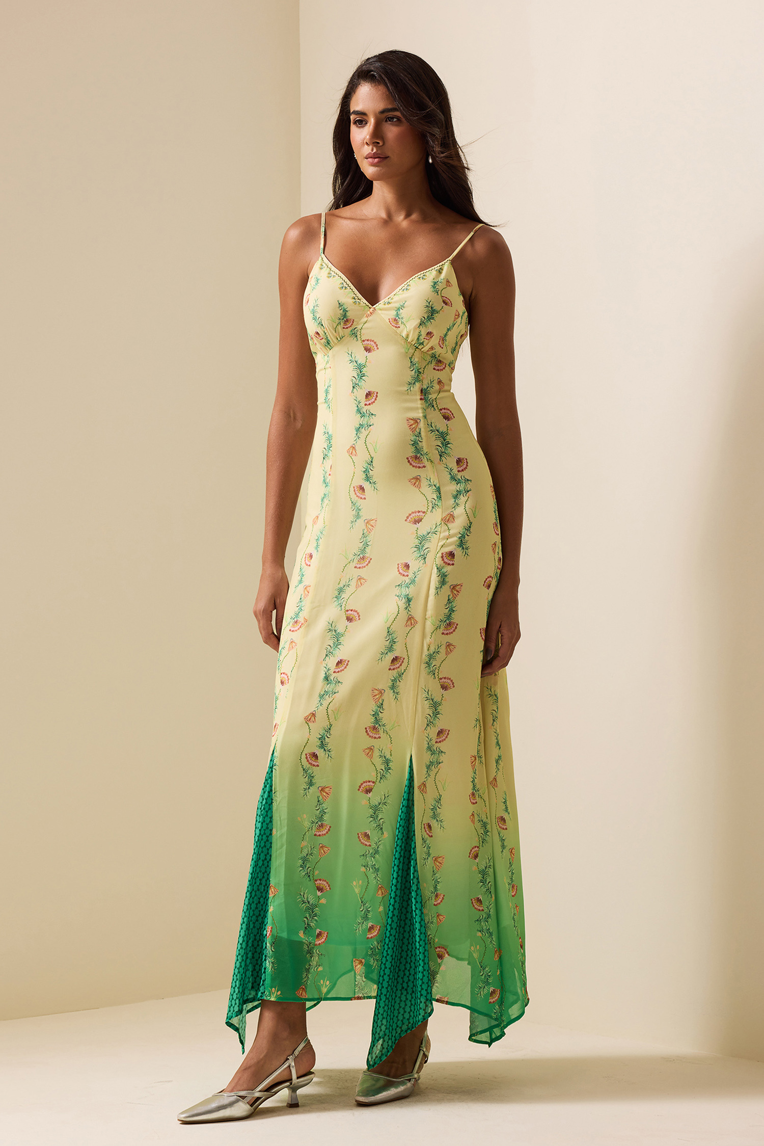 Floral Sweetheart Neck Sleeveless Midi Dress