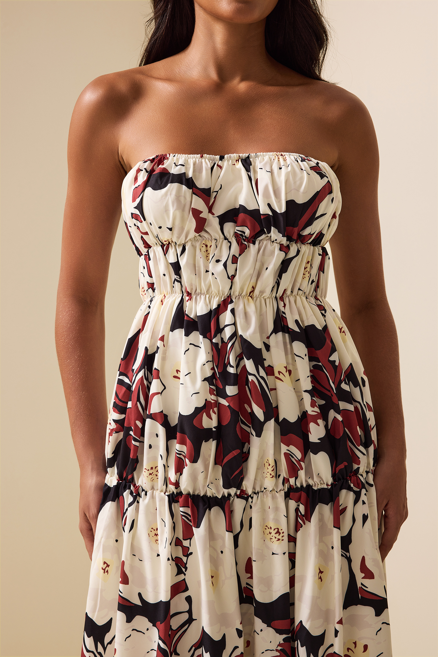 Floral Frill Sleeveless Midi Dress