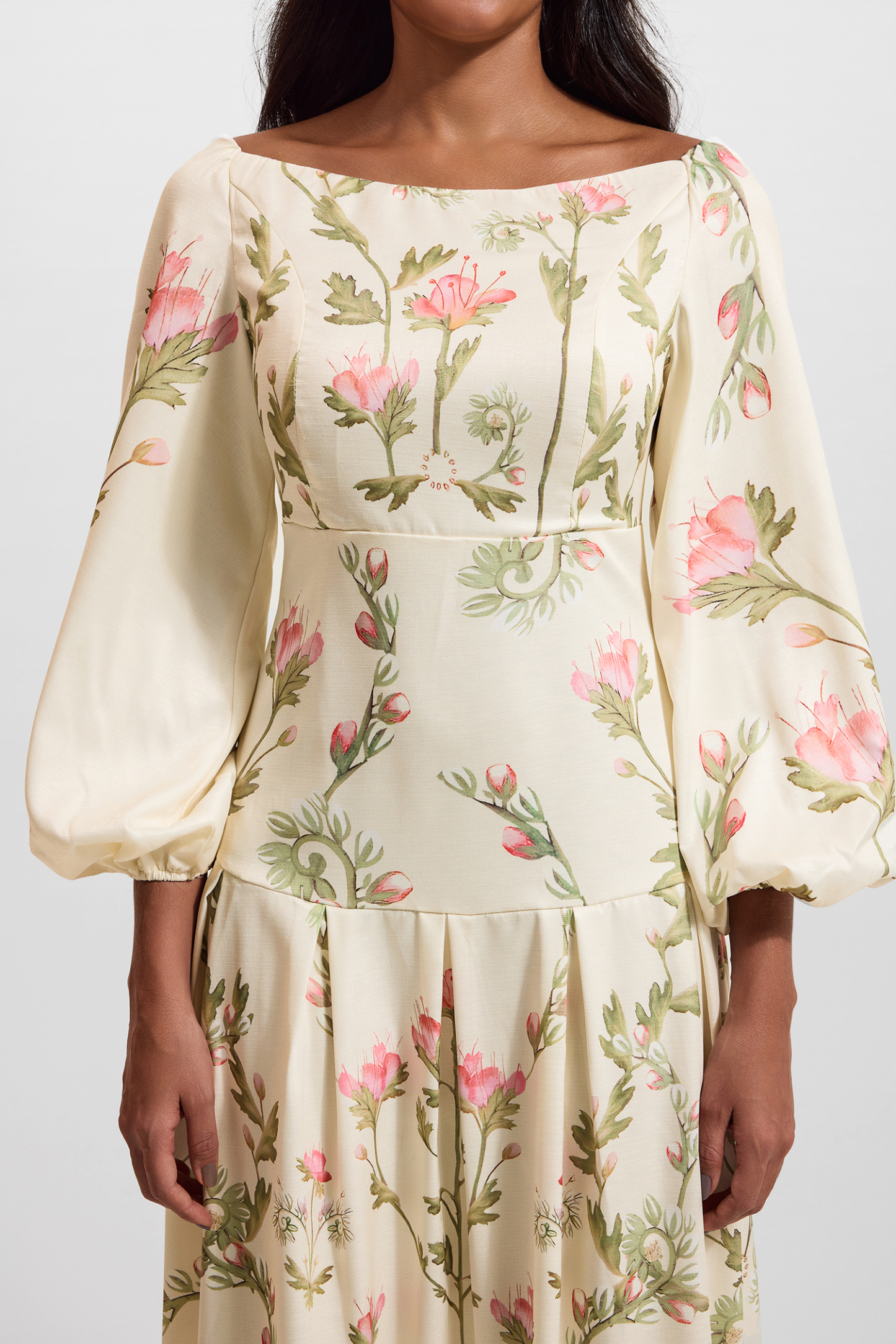 Floral Lantern Sleeve Off-Shoulder Maxi Dress