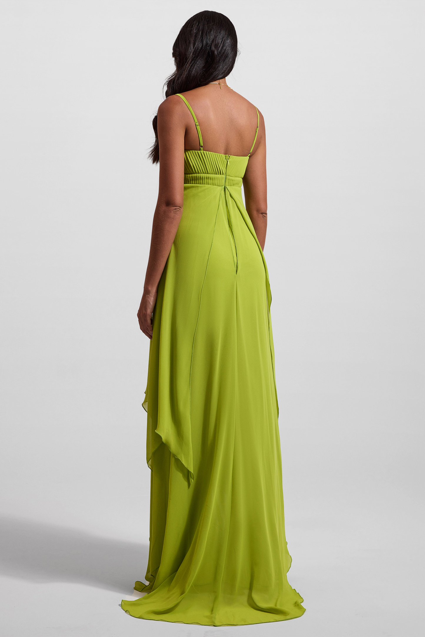 Solid Pleated Cut-Out Maxi Dress