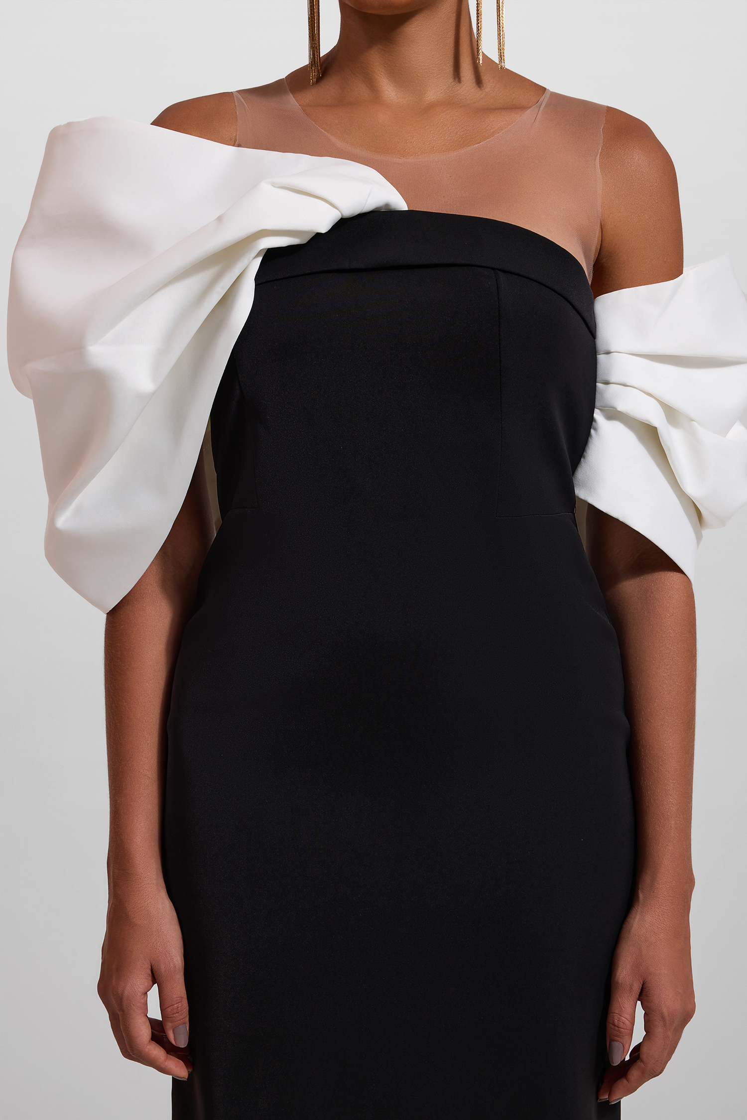 Bow Off-Shoulder Asymmetrical Midi Dress