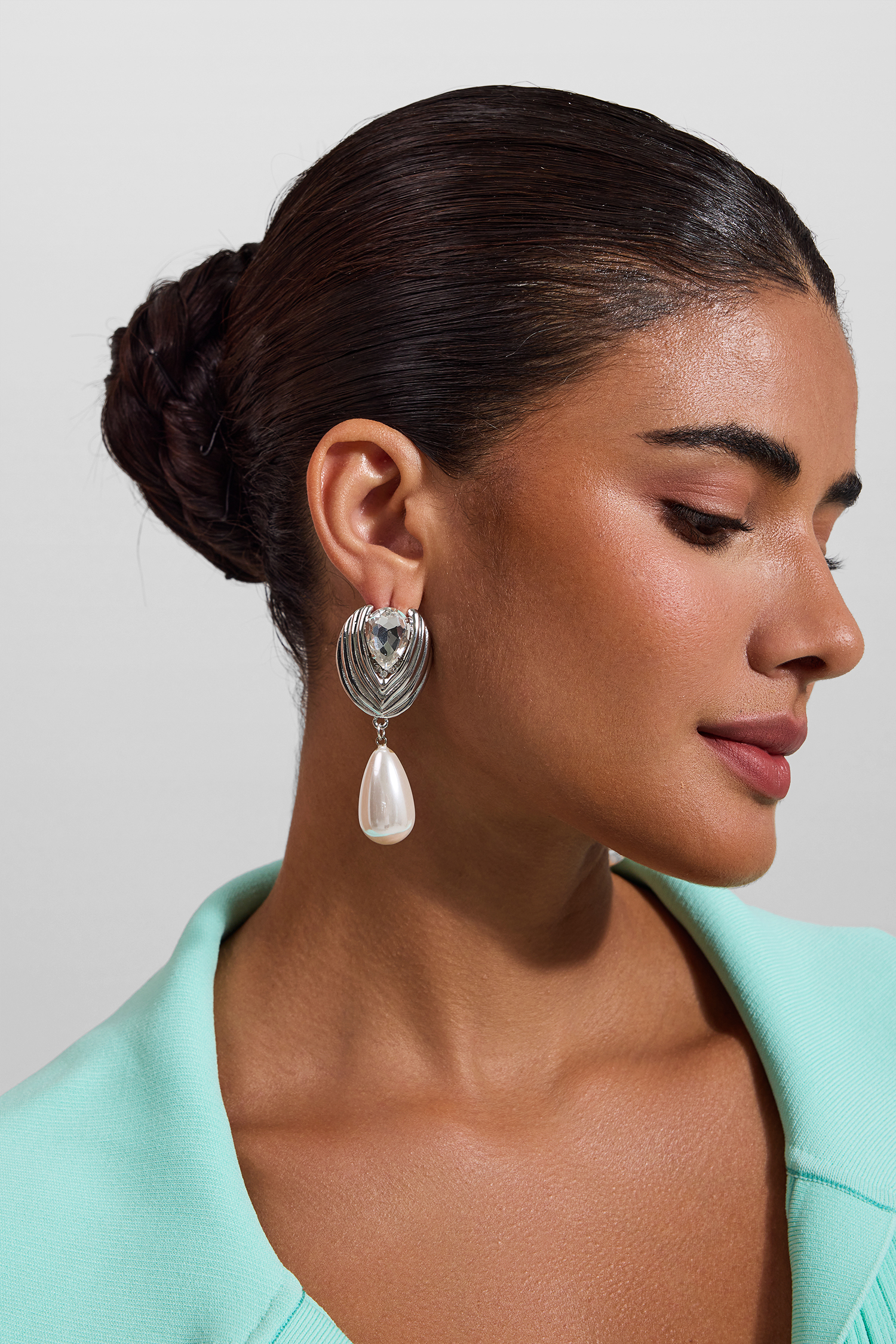 Faux Diamond Teardrop Drop Earrings