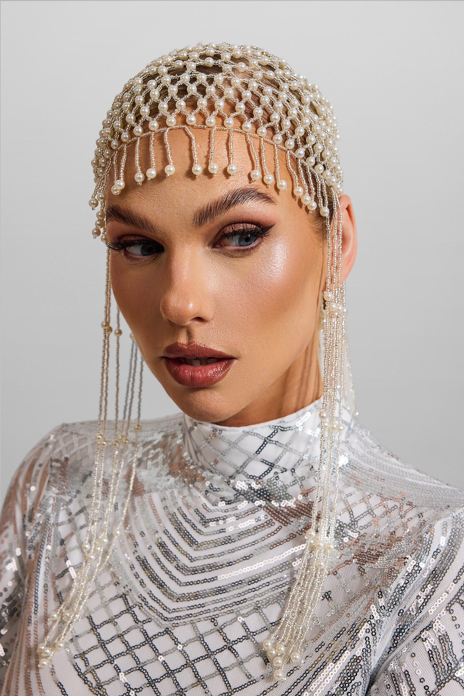 Faux Pearl Braided Tassel Hat