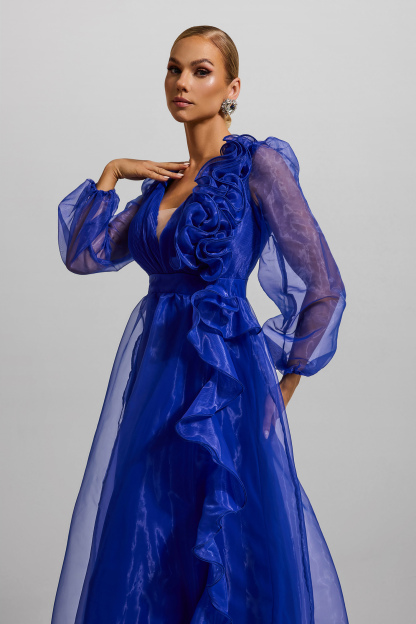 Frill Pleat Large Hemline Maxi Dress