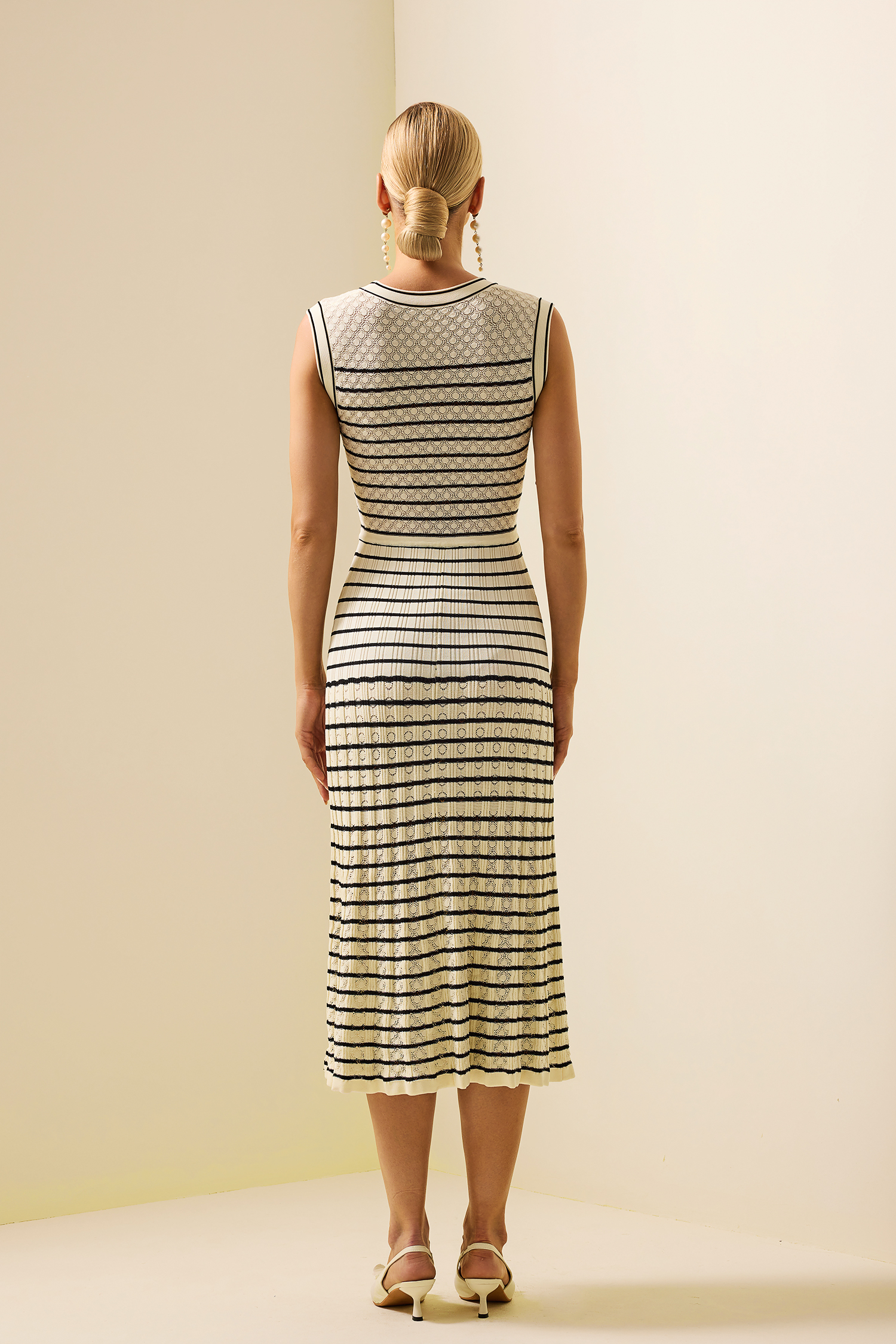 Knit Stripe Sleeveless Midi Dress
