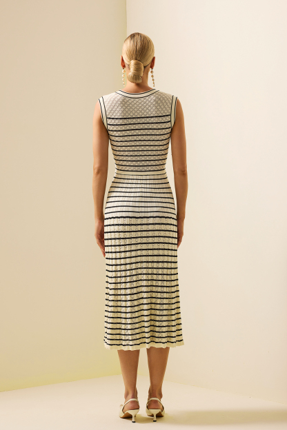 Knit Stripe Sleeveless Midi Dress